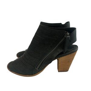 Paul Green Cayanne Peep Toe Zip-Up Sandals Low Heel Cutout Back Size 8.5 Women's